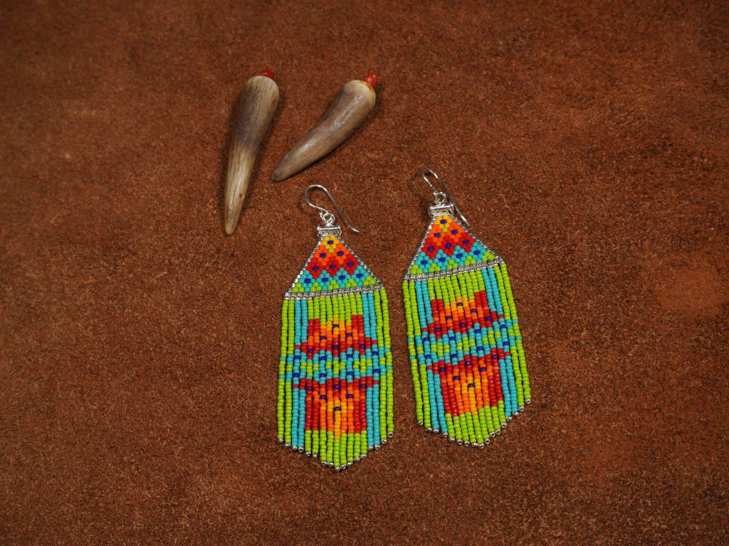Beaded Earrings -"Southwest Mesas" - Bead and Fringe Earrings by Mava Seaman